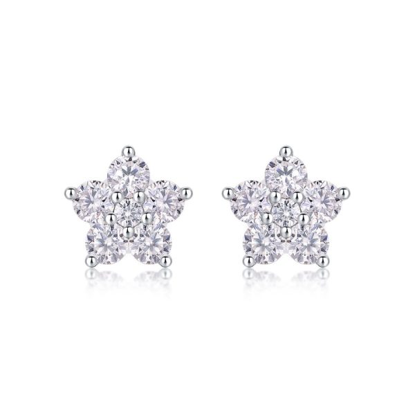 Best Halo Silver Moissanite Petal Stud Earrings - Cristiera - Image 5