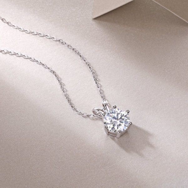 Silver 2Ct Solitaire Necklace Moissanite Pendant - Cristiera - Image 3