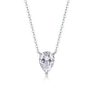 Moissanite Silver Water Drop Pendant Necklace - Cristiera