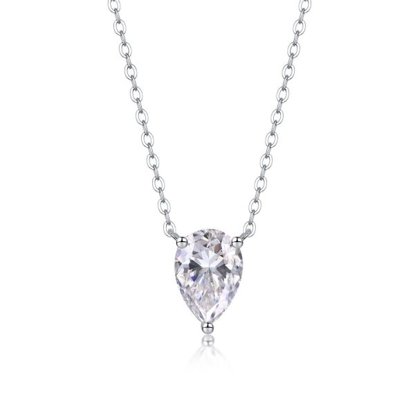 Moissanite Silver Water Drop Pendant Necklace - Cristiera