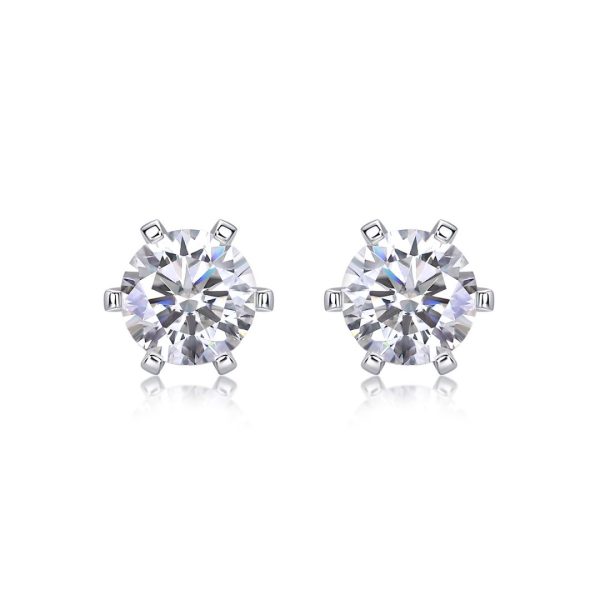 1 Carat Moissanite Silver Stud Earrings For Women - Cristiera - Image 6