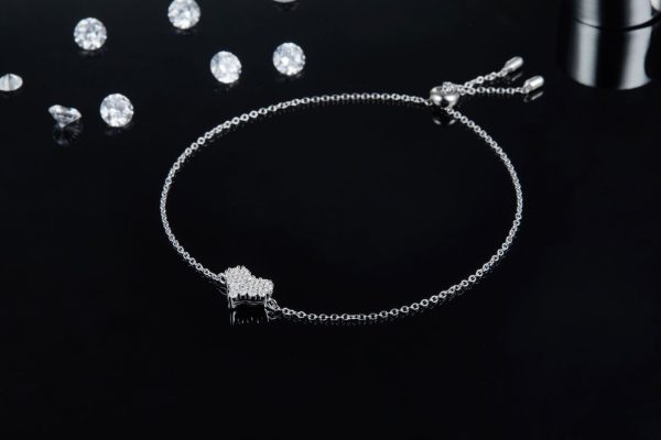 Moissanite Heart Shape Silver Charm Bracelet - Cristiera - Image 3