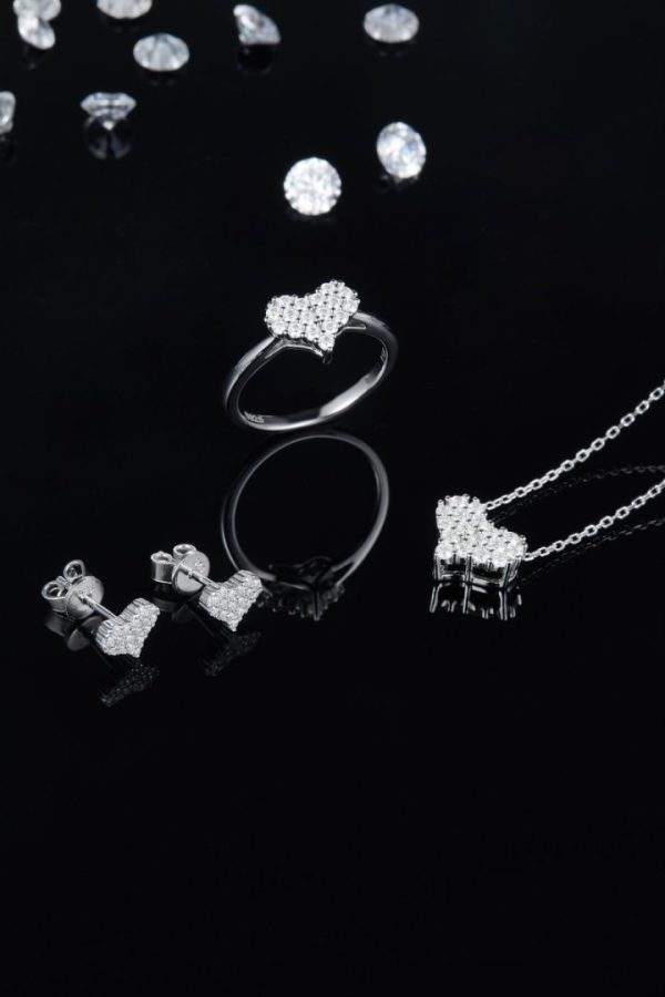 Moissanite Heart Shape Silver Charm Bracelet - Cristiera - Image 2