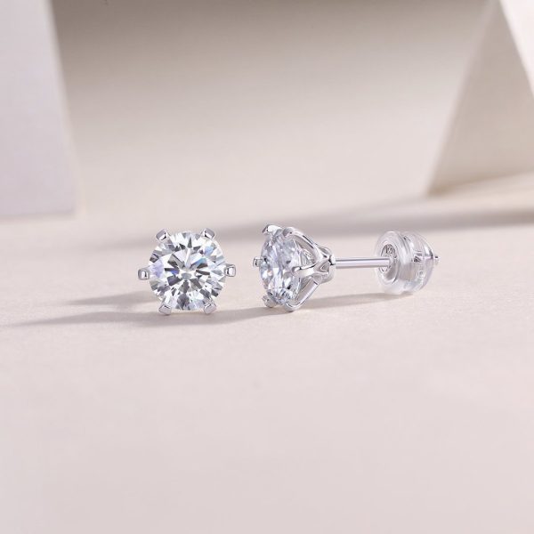 1 Carat Moissanite Silver Stud Earrings For Women - Cristiera - Image 4