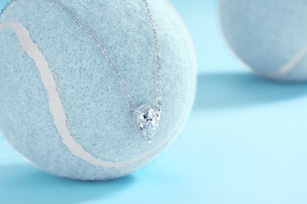 Moissanite Silver Water Drop Pendant Necklace - Cristiera - Image 6