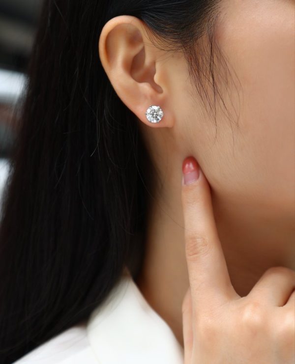 Silver 2 Carat Moissanite Hoop Earrings For Women - Cristiera - Image 3