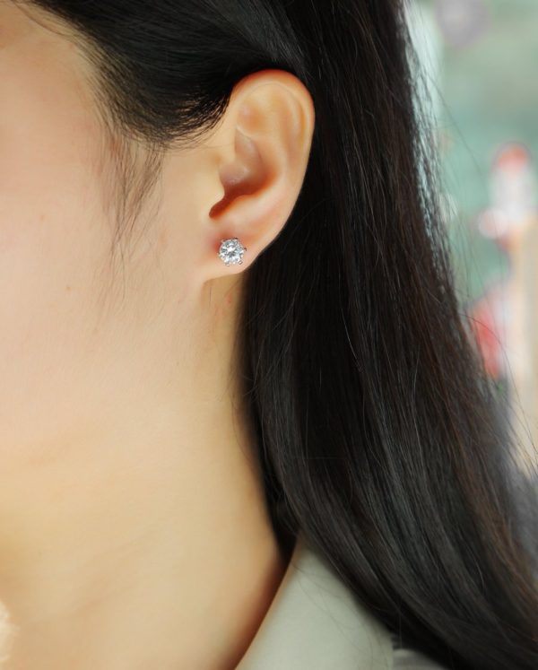 1 Carat Moissanite Silver Stud Earrings For Women - Cristiera - Image 3