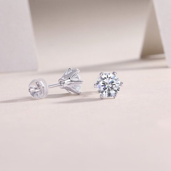 1 Carat Moissanite Silver Stud Earrings For Women - Cristiera - Image 7