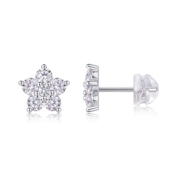 Best Halo Silver Moissanite Petal Stud Earrings - Cristiera