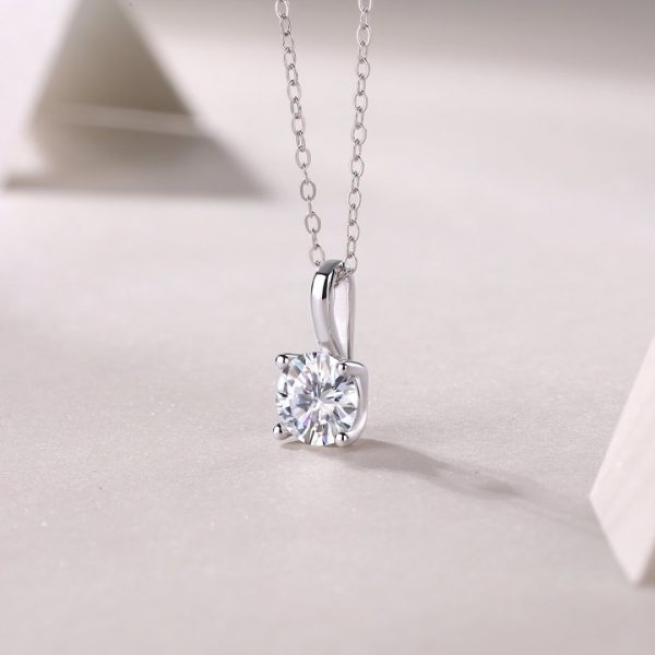 1 Ct Solitaire Moissanite Necklace For Women - Cristiera - Image 5