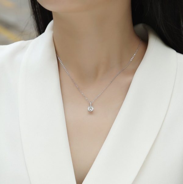 1 Ct Solitaire Moissanite Necklace For Women - Cristiera - Image 6