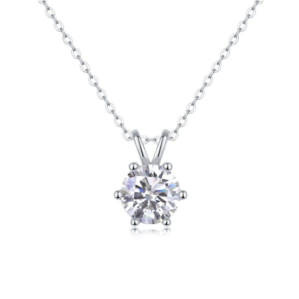 Silver 2Ct Solitaire Necklace Moissanite Pendant - Cristiera