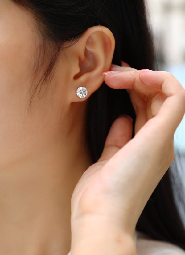 Silver 2 Carat Moissanite Hoop Earrings For Women - Cristiera - Image 7