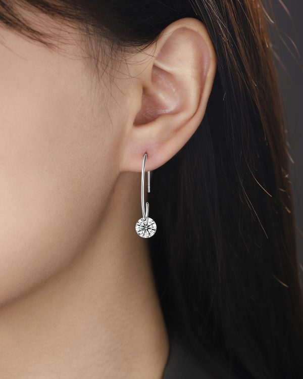 2 Carat Women Silver Moissanite Hoop Earrings - Cristiera - Image 2