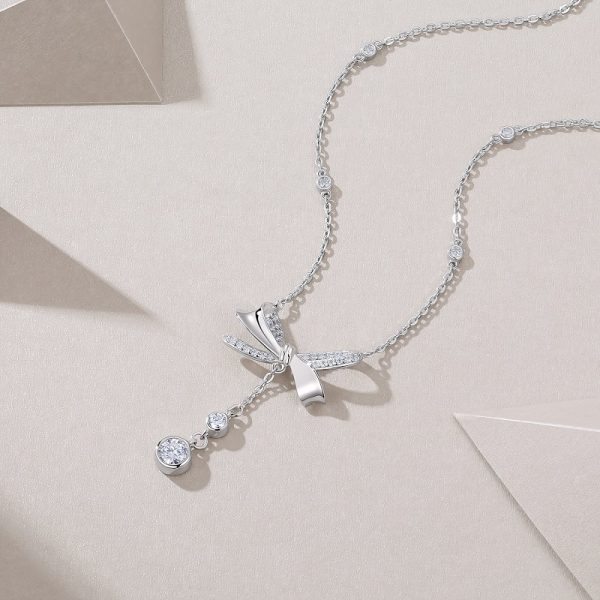Women Moissanite Bow Tie Necklace - Cristiera - Image 5