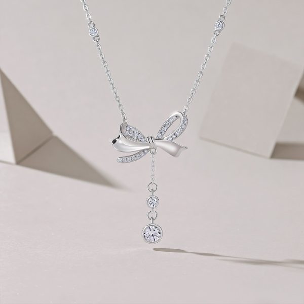 Women Moissanite Bow Tie Necklace - Cristiera - Image 6