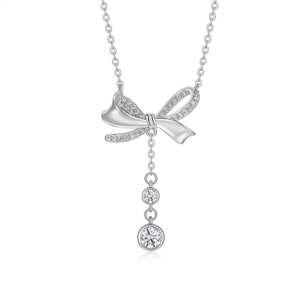 Women Moissanite Bow Tie Necklace - Cristiera