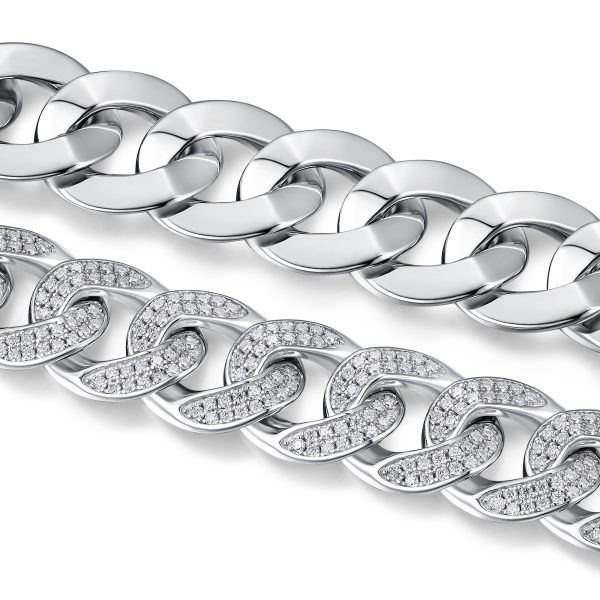 Women Silver Moissanite Cuban Chain Bracelet - Cristiera - Image 3