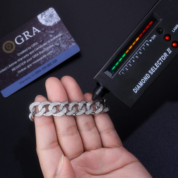 Women Silver Moissanite Cuban Chain Bracelet - Cristiera - Image 7