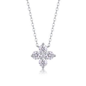 Lucky Four-Leaf Clover Moissanite Necklace Pendant - Cristiera