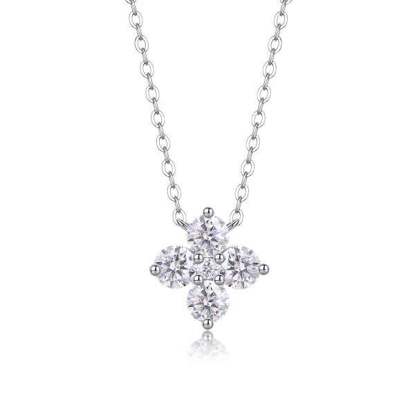 Lucky Four-Leaf Clover Moissanite Necklace Pendant - Cristiera