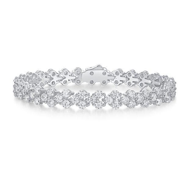 Moissanite Hand Chain Bracelet Silver - Cristiera - Image 4