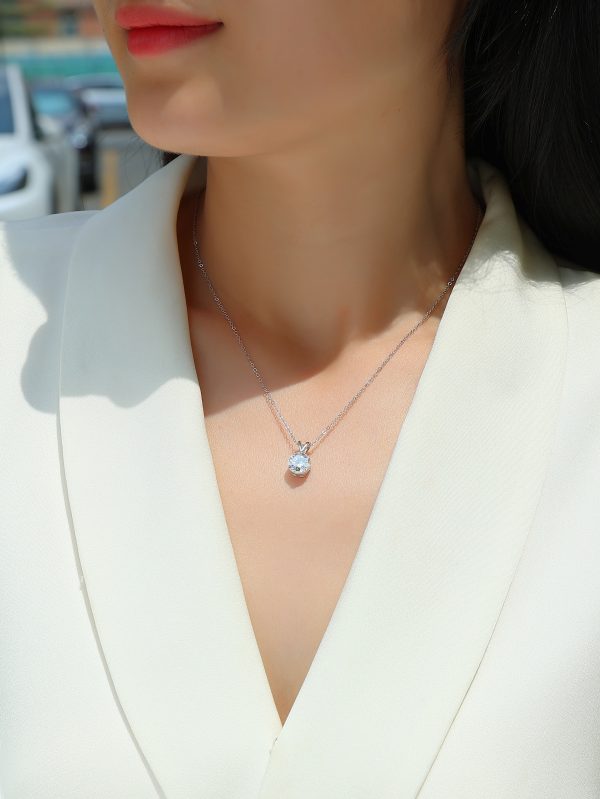 Moissanite V-Shaped Pendant Necklace - Cristiera - Image 3