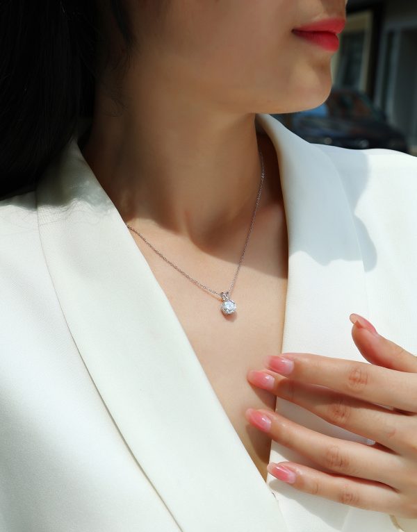 Moissanite V-Shaped Pendant Necklace - Cristiera - Image 2