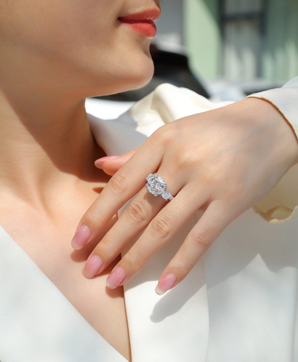 Silver 5 Carat Engagement Moissanite Ring - Cristiera - Image 5