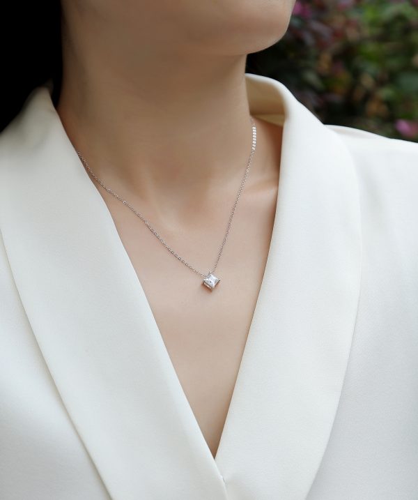Square Moissanite Necklace For Women - Cristiera - Image 3