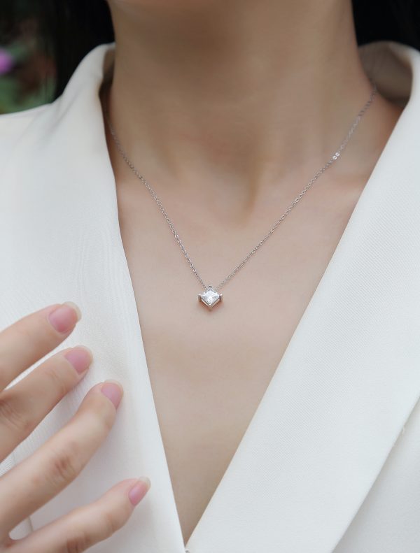 Square Moissanite Necklace For Women - Cristiera - Image 2