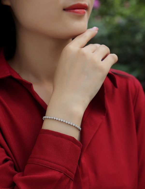 Moissanite Diamond Silver Tennis Bracelet - Cristiera - Image 2