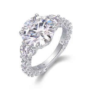 5Ct 925 Silver Three Stone Engagement Rings - Cristiera