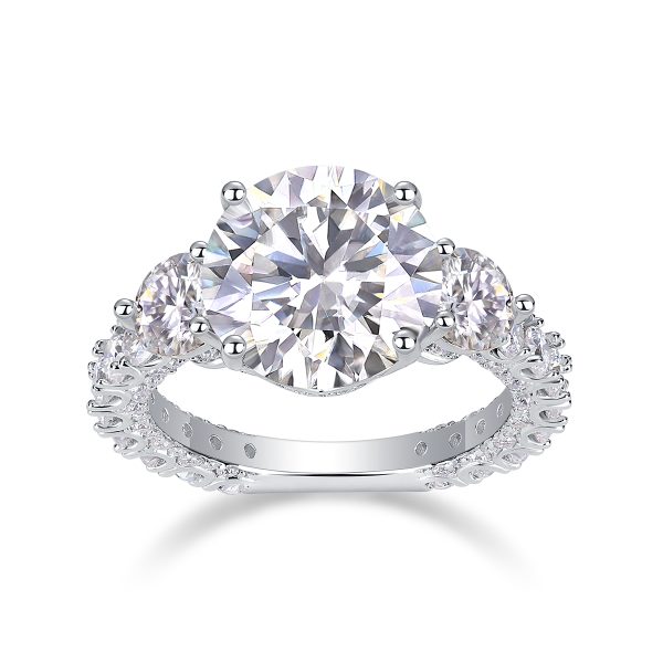 5Ct 925 Silver Three Stone Engagement Rings - Cristiera - Image 3