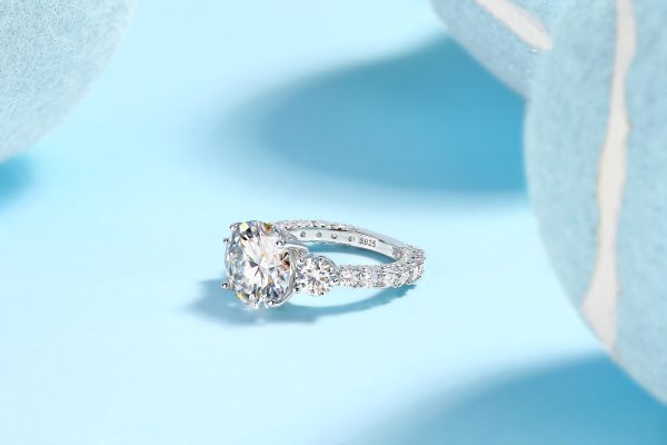 5Ct 925 Silver Three Stone Engagement Rings - Cristiera - Image 7