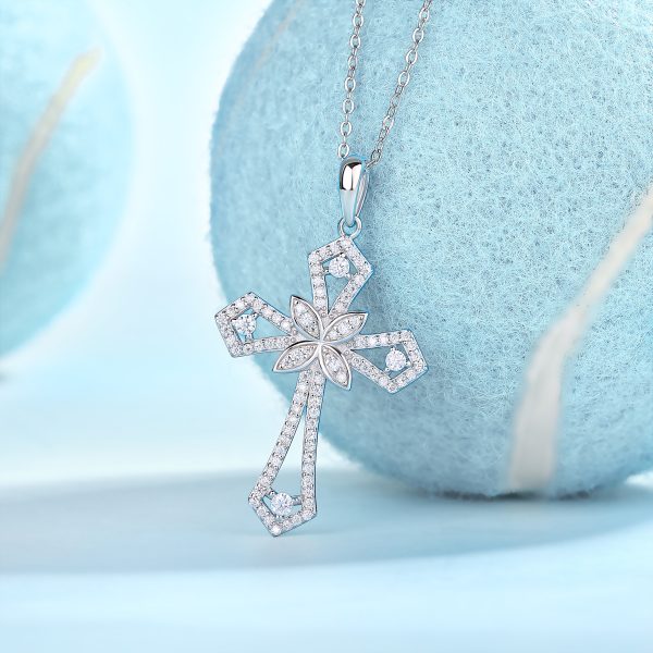 Silver Cross Moissanite Necklace - Cristiera - Image 6