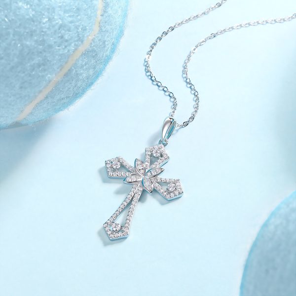 Silver Cross Moissanite Necklace - Cristiera - Image 7