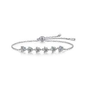 925 Silver Chain Moissanite Bracelet - Cristiera