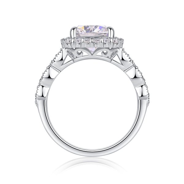 Square Solitaire Sterling Silver Moissanite Ring - Cristiera - Image 3