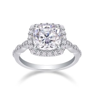 Square Solitaire Sterling Silver Moissanite Ring - Cristiera