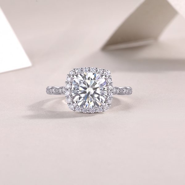 Square Solitaire Sterling Silver Moissanite Ring - Cristiera - Image 5