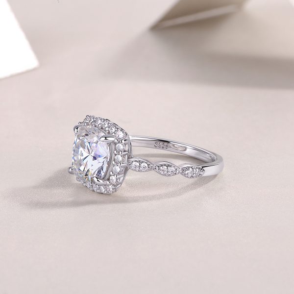 Square Solitaire Sterling Silver Moissanite Ring - Cristiera - Image 6