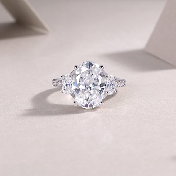 Silver Oval Cut Moissanite Engagement Ring - Cristiera - Image 8
