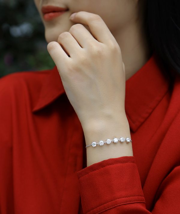 925 Silver Chain Moissanite Bracelet - Cristiera - Image 2