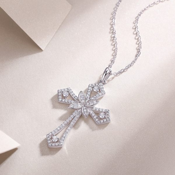 Silver Cross Moissanite Necklace - Cristiera - Image 9