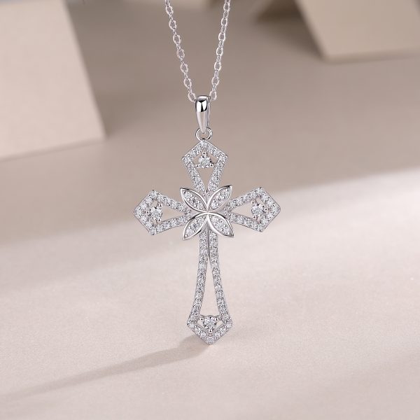 Silver Cross Moissanite Necklace - Cristiera - Image 10