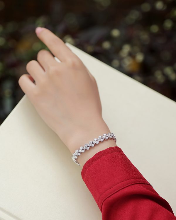 Moissanite Hand Chain Bracelet Silver - Cristiera - Image 7