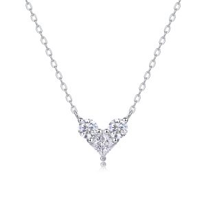Women Silver Moissanite Heart Necklace - Cristiera