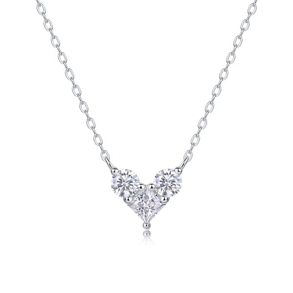 Women Silver Moissanite Heart Necklace - Cristiera