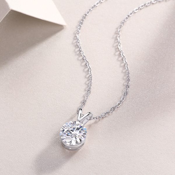 Moissanite V-Shaped Pendant Necklace - Cristiera - Image 7